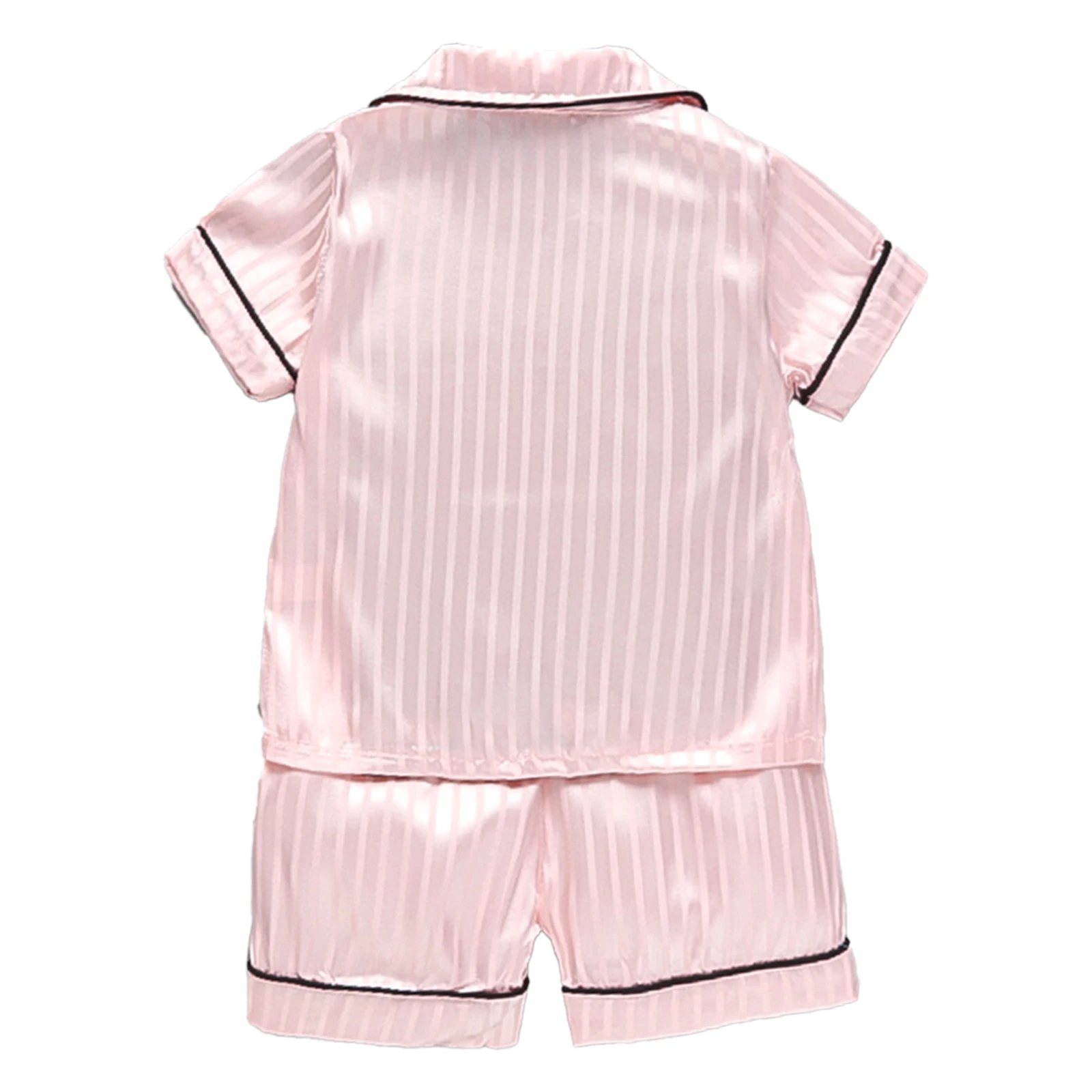 Baby Boys Girls Casual Clothes Sleepwear Set 2 Pcs Short Sleeve Turndown Collar Button Closure Top Elastic Waistband Shorts