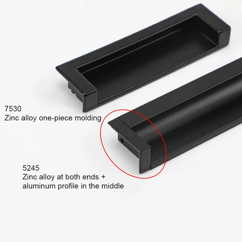 JUIDINTO 96-192mm 매립형 가구 서랍 손잡이 아연 합금 검정색 사각형 주방 캐비닛 손잡이 찬장 당겨 문 손잡이