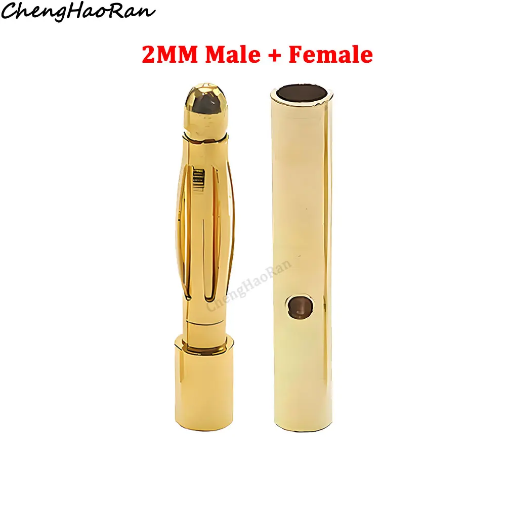 2 Pcs 2mm 3mm 3.5mm 4mm 5mm 5.5mm 6mm Banana Plug Gold Plated Copper Brushless Motor Bullet Connector For ESC Battery Wholeale