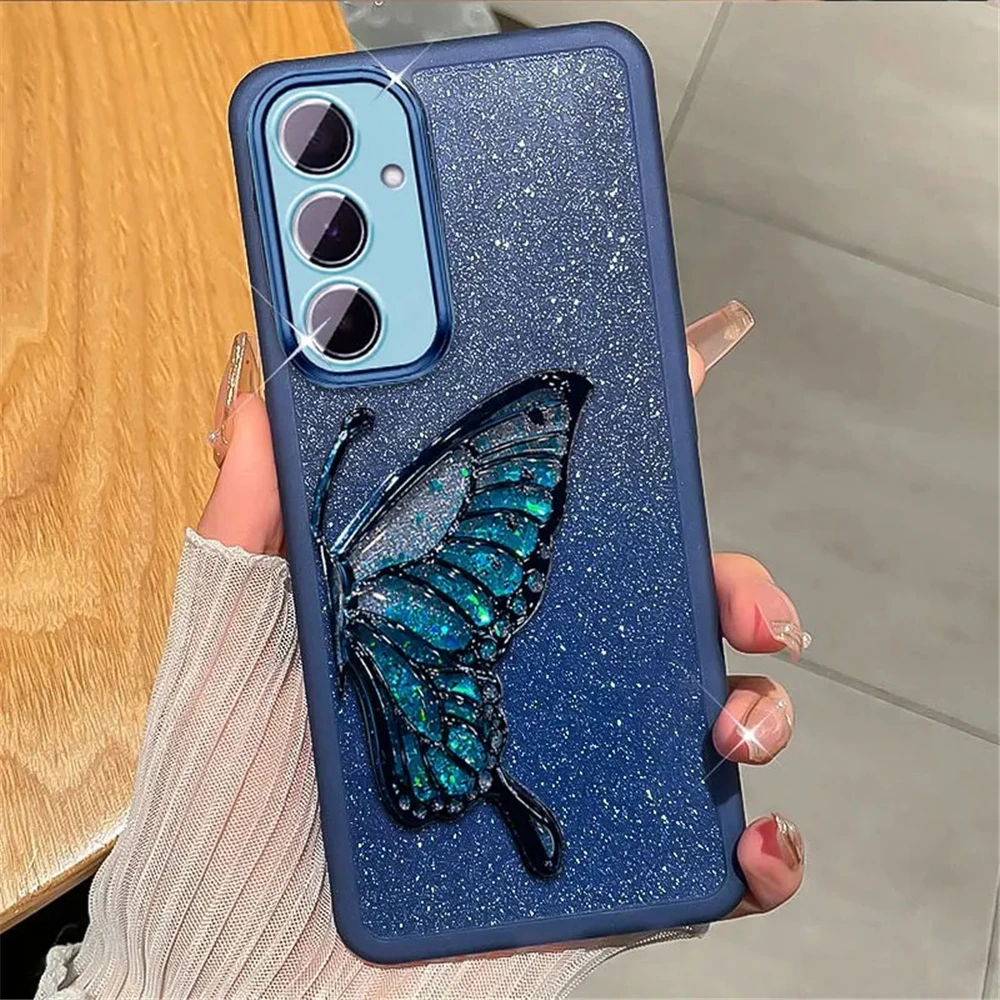 Quicksand Butterfly Glitter Stand Silicone Phone Case