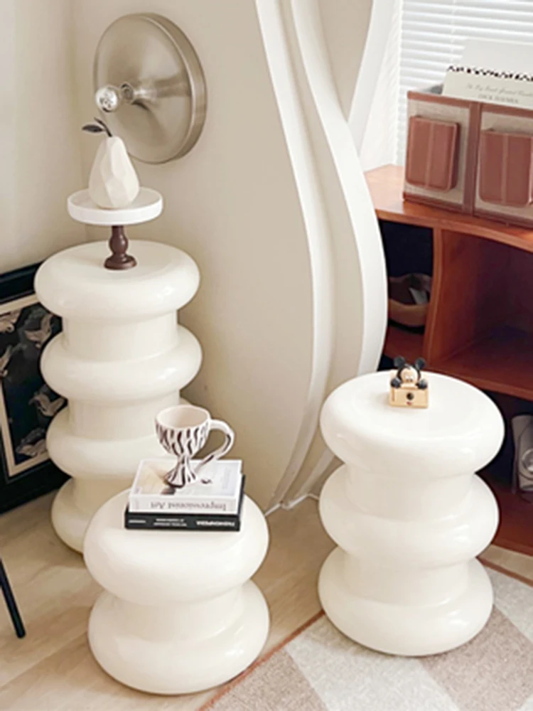 

Wabi-sabi Small Stool Household Living Room Senior Sense Cream Wind Round Stool Creative Artistic Sense Net Red Squat Stool Pier