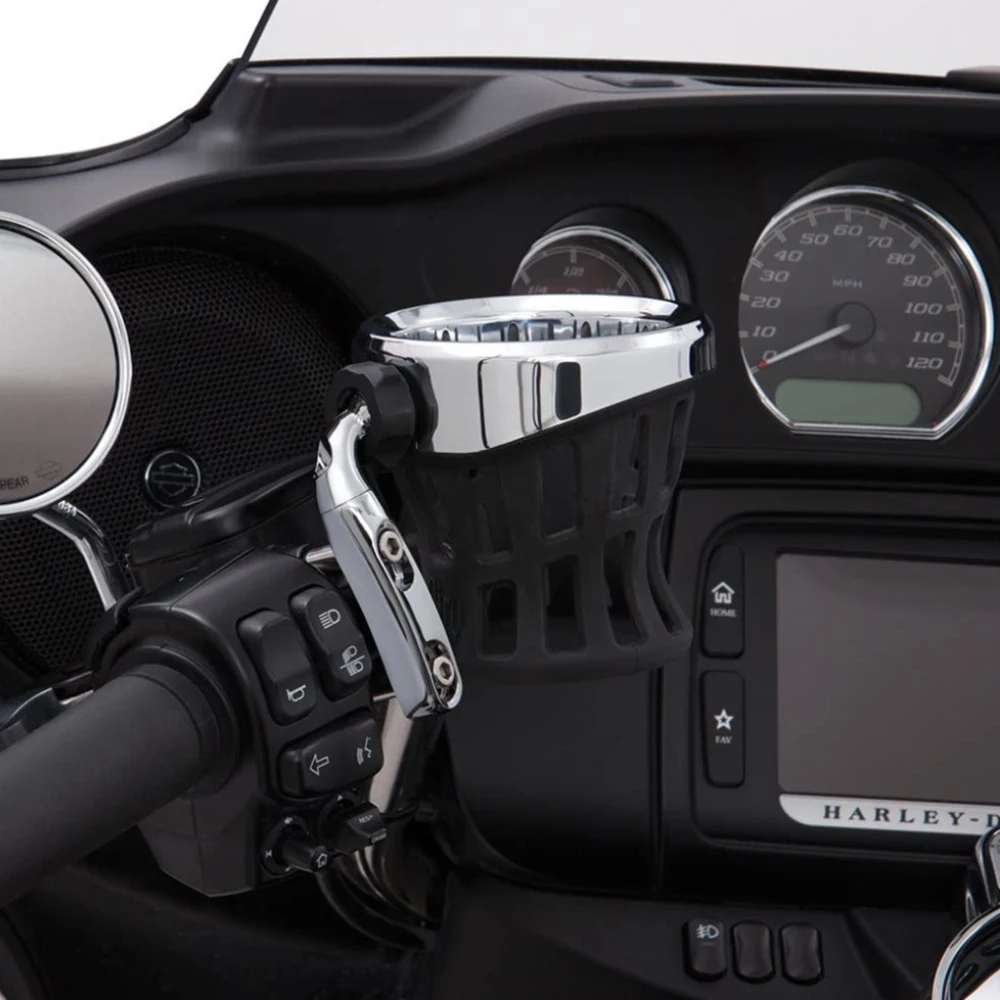 New Black Chrome Motorcycle Drink Holder Bike Water Cup Bottle Holder Handlebar Bottle Holder coffee stand Accessories Rubber