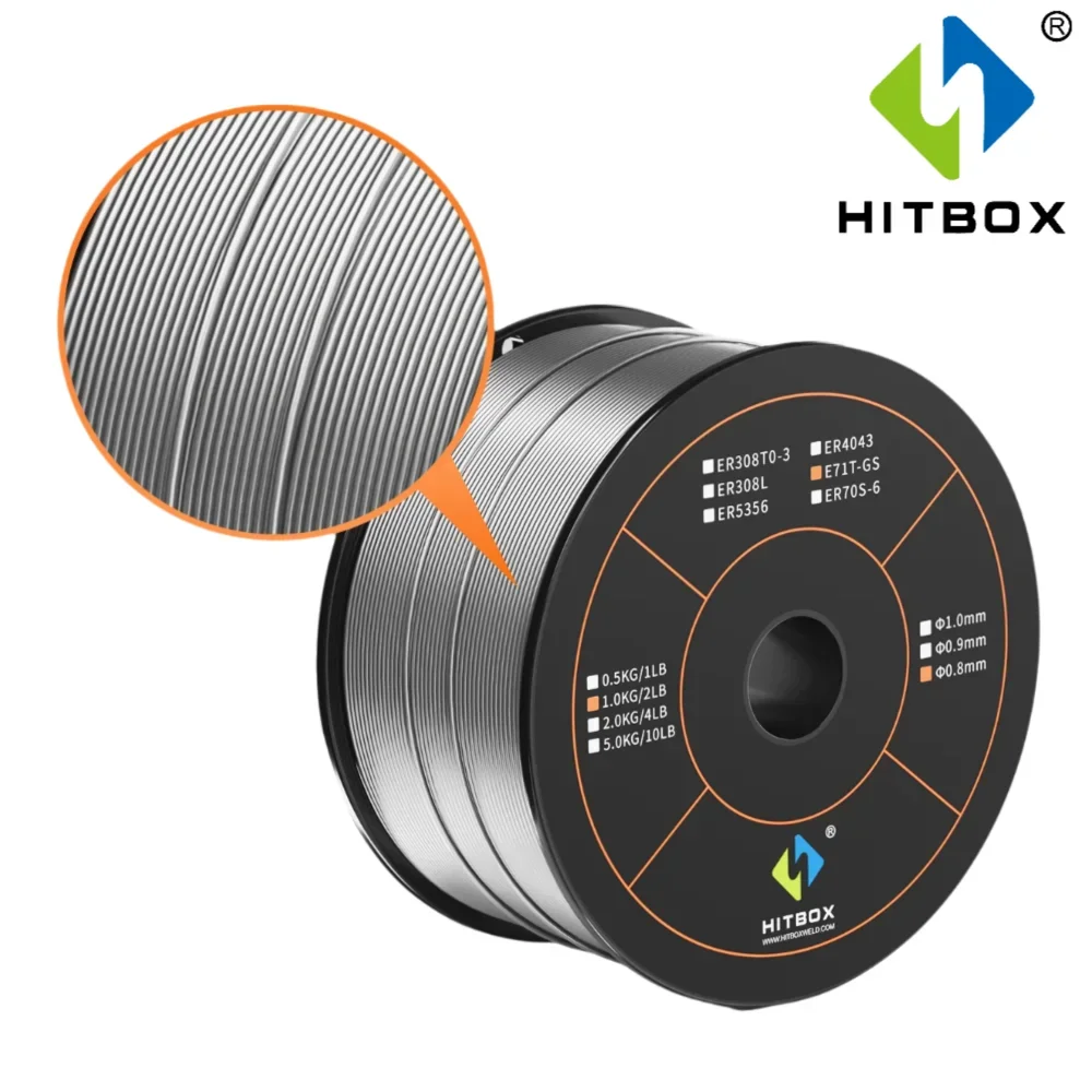 HITBOX E71T-GS Flus Cored Wire 0.8mm 1Kg 1pcs Flux Cored Gasless MIG Welding Machine Accessories For All PrositionWeiding