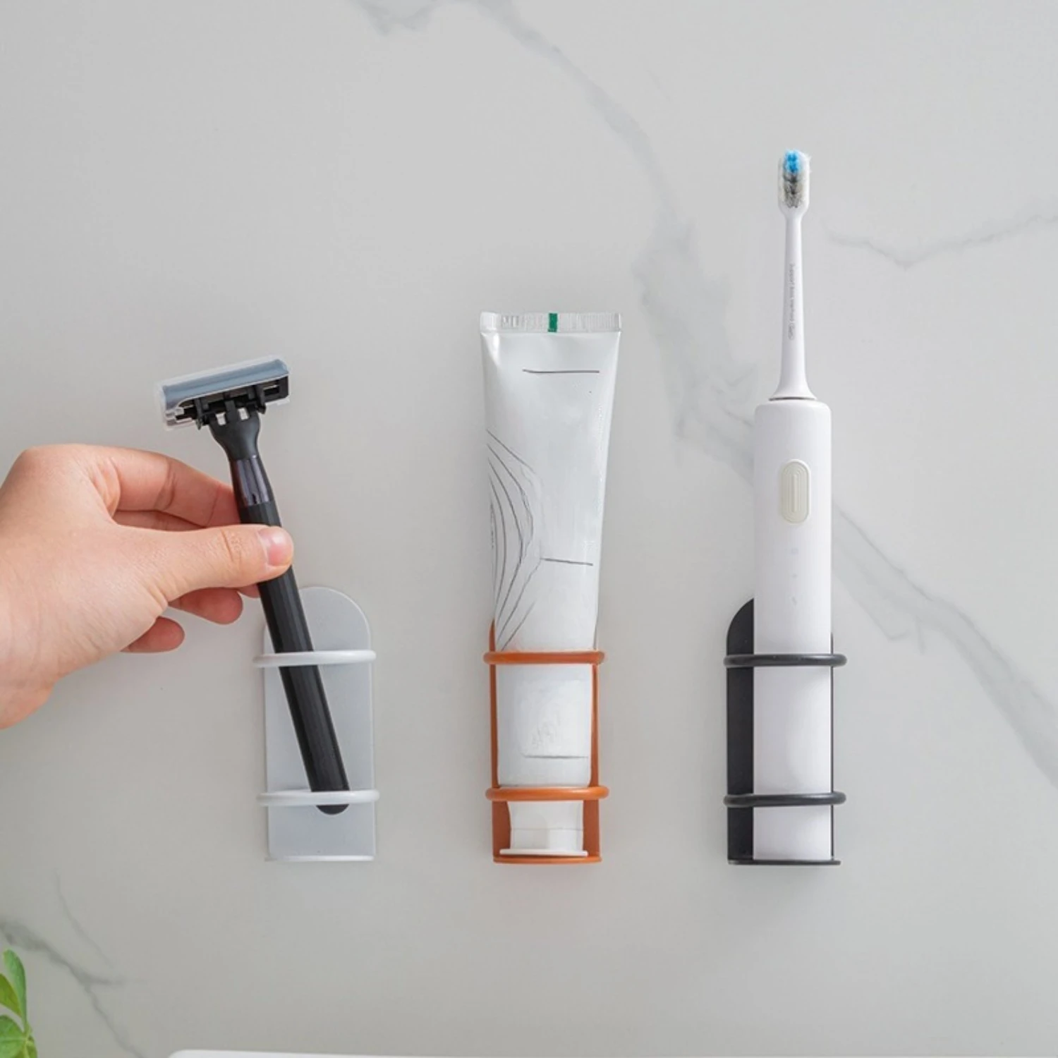 2pcs Wall-Mounted Toothbrush Holder, Punch-free Holder, Toothbrush Shelf, Organizer, Bathroom Accessories