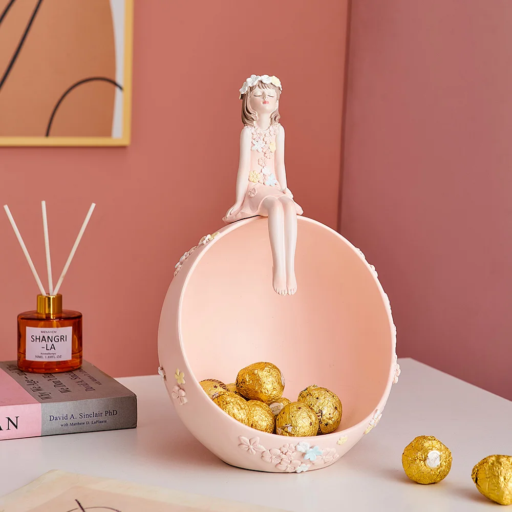 

Lovely Resin Tissue Box Pink Flower Girl Tissue Box Desktop Candy Nut Storage Girls Room Decoration Accessories Tissue Holder