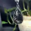 Unit One Piece 925 Silver With Natural Black Rutilated Hair Quartz Gemstone Crystal Teardrops Pendant For Gift 2