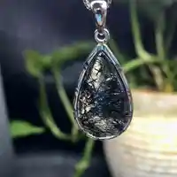 Unit One Piece 925 Silver With Natural Black Rutilated Hair Quartz Gemstone Crystal Teardrops Pendant For Gift 2