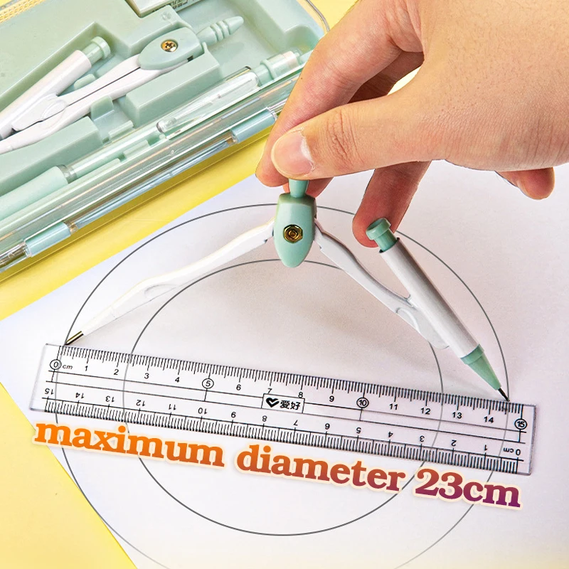 8 In1 Drawing Ruler Compass Set,With Ruler Protractor Compass Eraser Refill & Storage Box,Math For Students Stationery Accessori