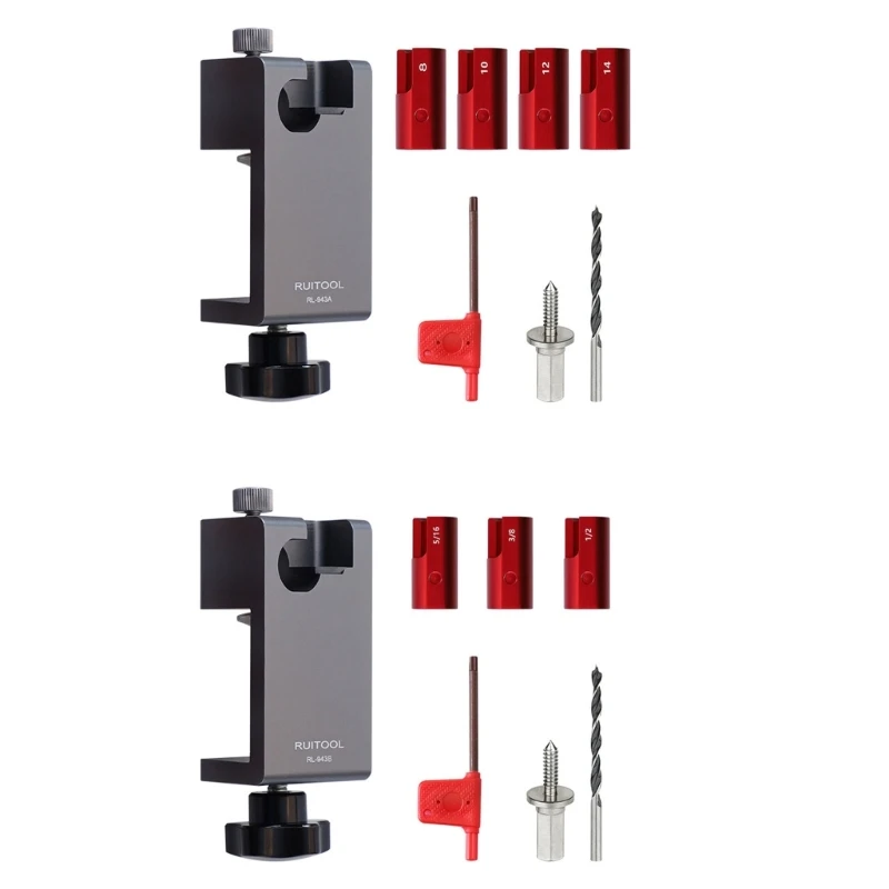 

Adjustable Dowel Maker Jig with Carbides Auxiliary Tool 8/10/12/14mm 5/16 3/8 Electric Drill Milling Dowel