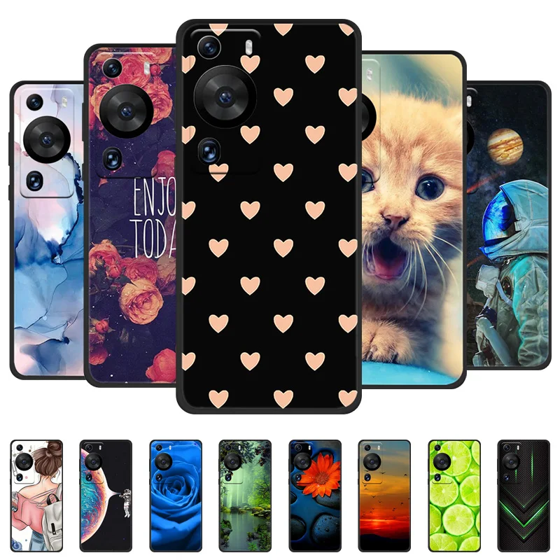 

For Huawei P60 Pro Case P60Pro Silicone Painted Soft Black Cover for Huawei P60 Pro Shell Fundas P 60 Pro 6.67" TPU Coque