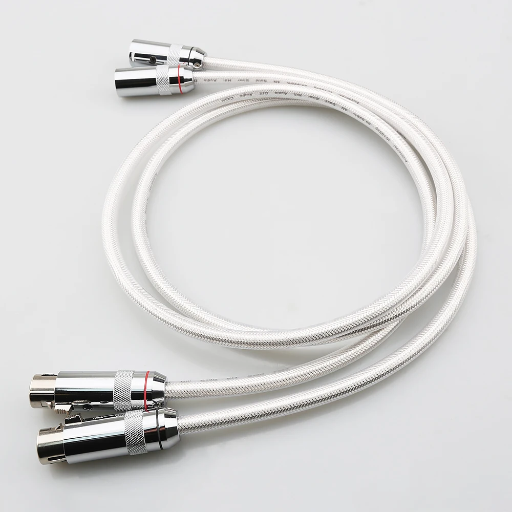 Audiocrast IC102AG 99.998% 순수 실버 XLR 케이블 HiFi 오디오 인터커넥트 솔리드 PSS 순수 실버 코어 와이어 실버 도금 플러그