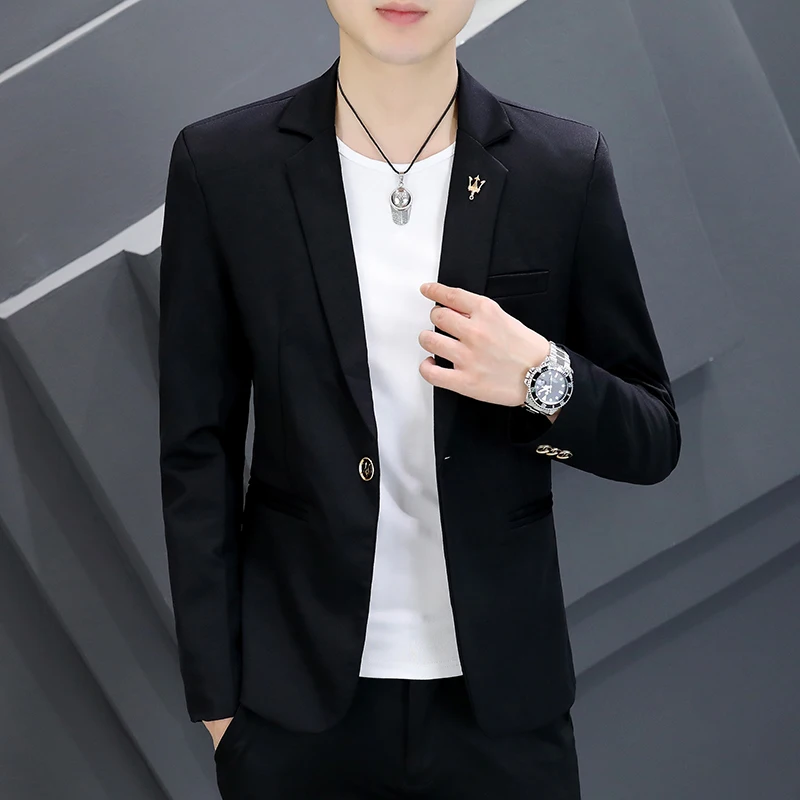 2024 Men Korean version slim-fit fashion suit men spring and autumn handsome personality pink suit trend casual coat 4