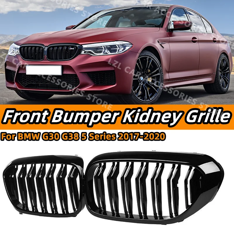 

Gloss Black Car Grille Grill Front Kidney Double Slat for BMW G30 G31 G38 5 Series M5 520i 530i 540i 2017-2020 Car Accessories