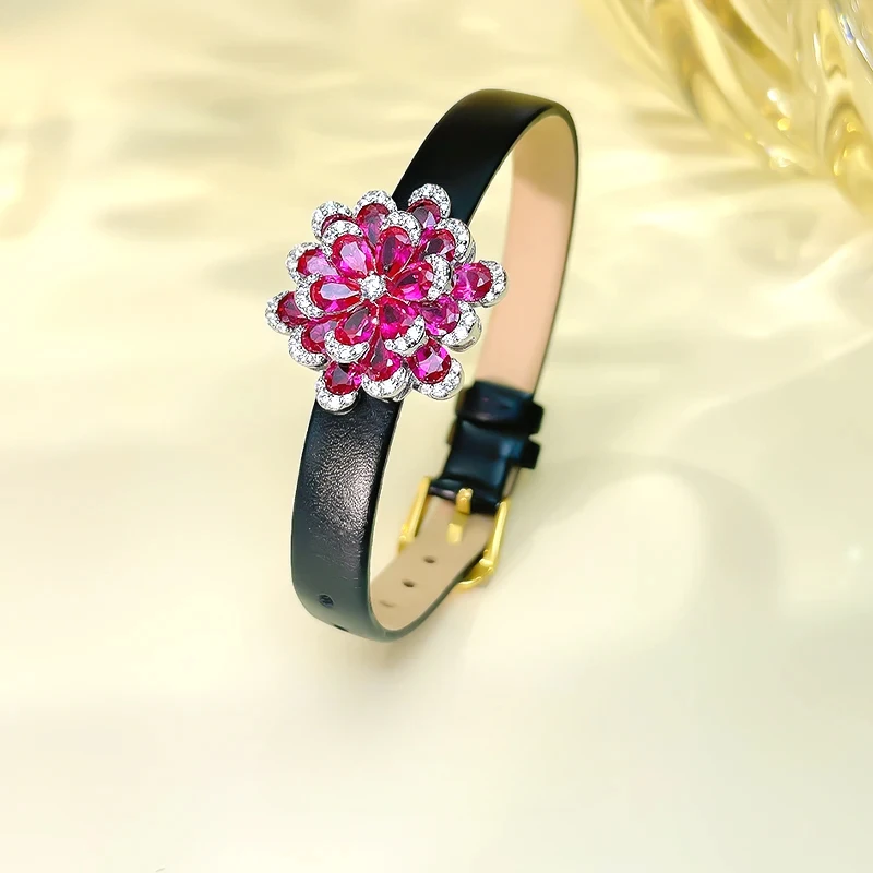 

Новый браслет с красными цветами сокровищ Модный новогодний подарок Стерлинговое Серебро 925 пробы Платиновые ювелирные изделия для женщин