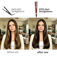 Sèche-cheveux lisseur HT01 à ions négatifs, peigne lissant pour cheveux secs et humides, ne détient pas les cheveux 3