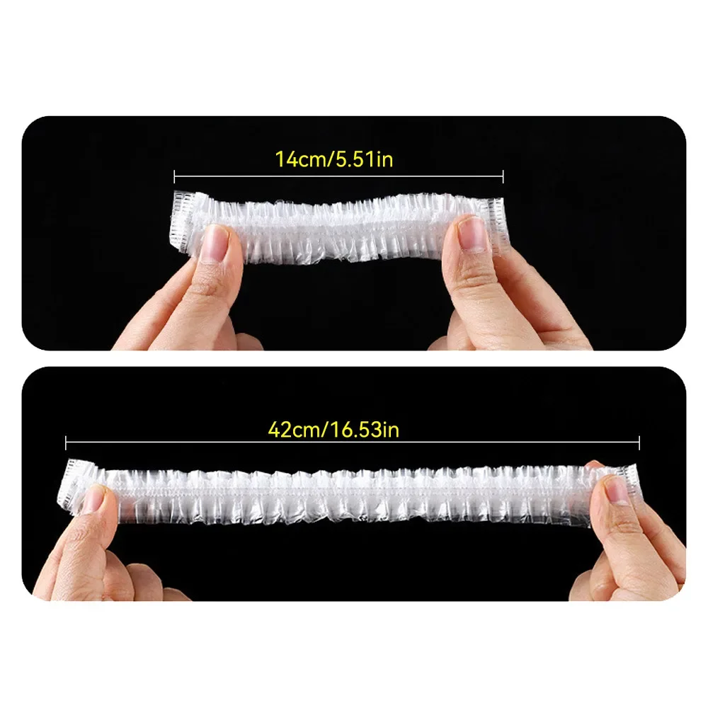 100pcs/set Disposable Shower Caps Plastic Waterproof Headgear Pink Spa Salon Hotel Hair Dye Women Elastic hair Cap Bathroom 6