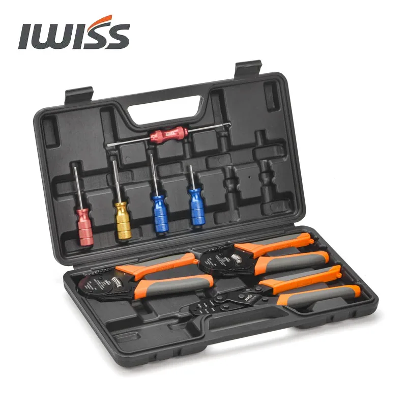 IWISS KIT-DC02 Wire Crimping Tool Kit for Deutsch Connectors and Weather Pack Terminals with Connector Removal Tools
