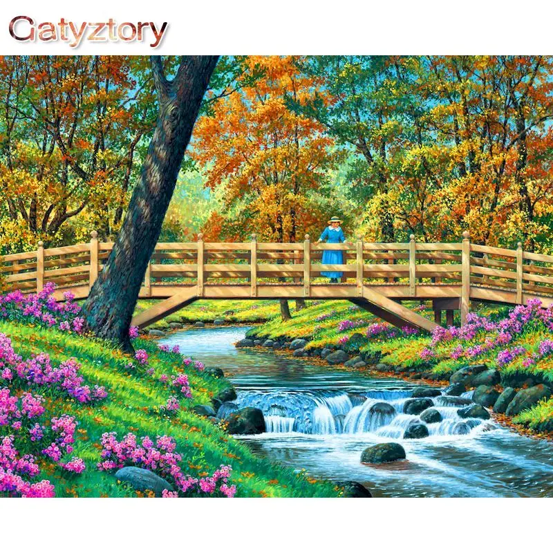 

GATYZTORY Frame DIY Painting By Numbers Landscape Forest Picture By Numbers For Adults Modern Wall Art Decors Handpainted Diy Gi