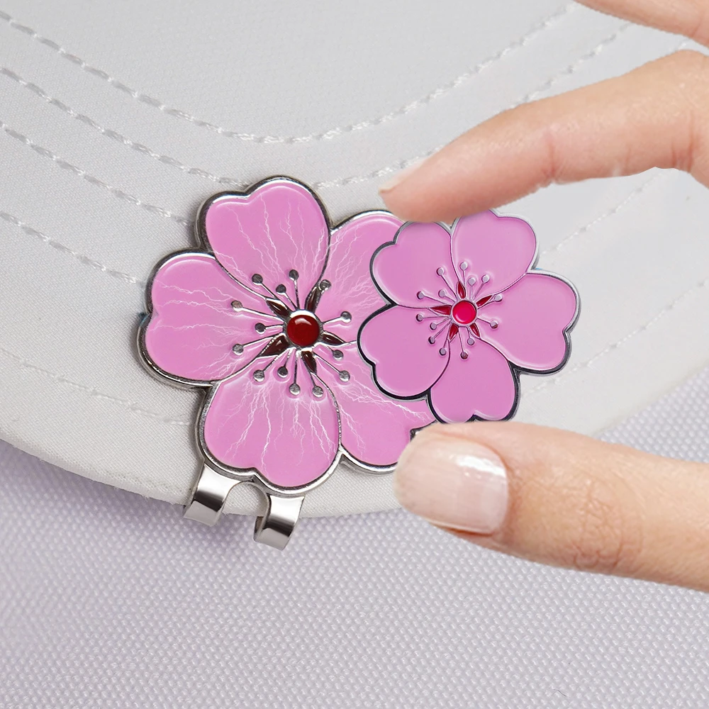 Caiton rose flower golf cap clip with strong magnet anti-rust durable marker securely attaches to hats or belts