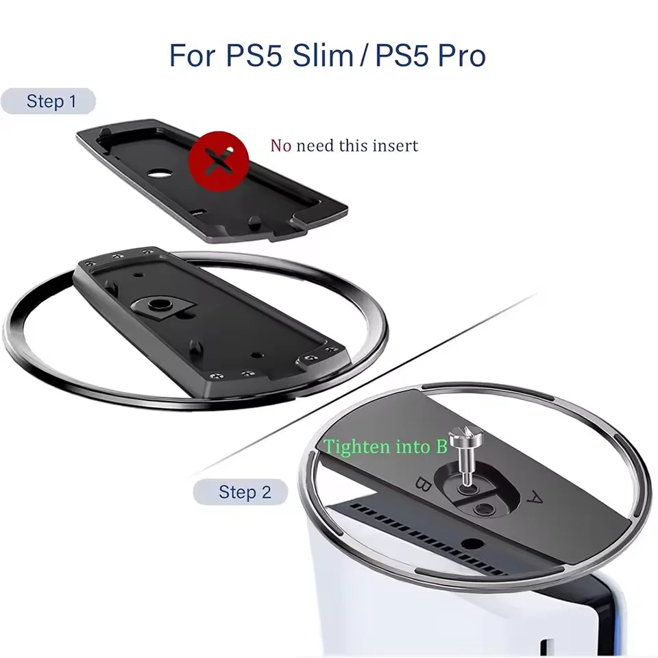 PS5/PS5 Pro/슬림용 휴대용 금속 수직 냉각 스탠드 베이스, 미끄럼 방지 베이스 홀더, 플레이스테이션 5 게임 액세서리