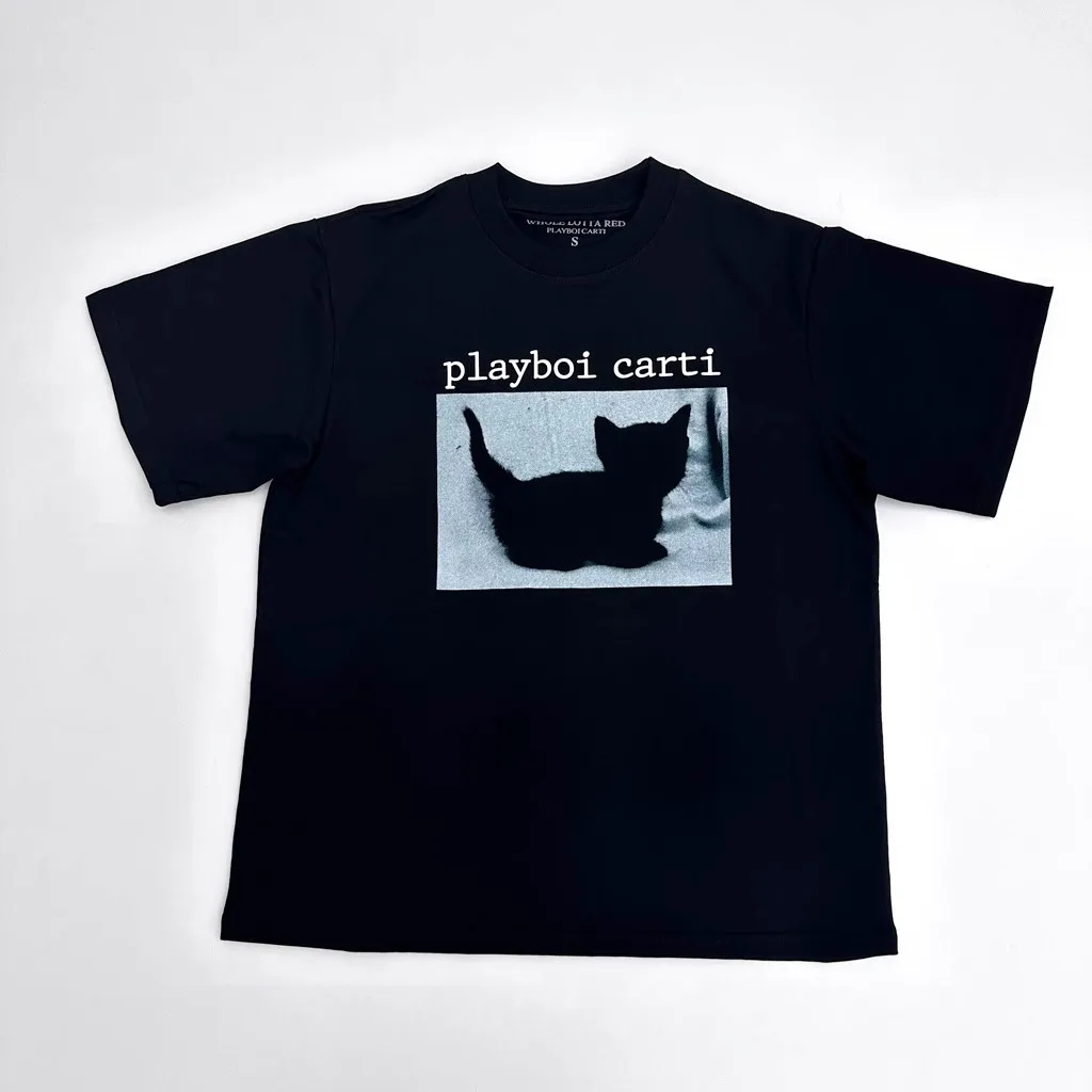 

2024 PLAYBOI CARTI WHOLE LOTTA RED Black Cat Short sleeved T-shirt Style Men and Women tee TX1065