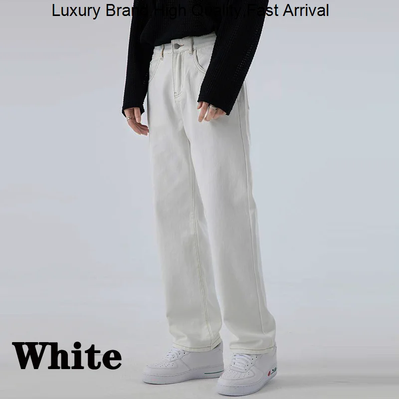 

Black Men's Korean Y2K Clothes Men Straight Trousers Denim Vintage Casual Pants Women High Waist Baggy Jeans Streetwear