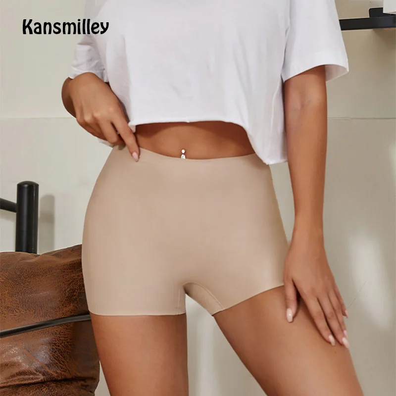 

Plus Size Safety Short Pants Seamless Ice Silk Boxers for Female Under Skirt Shorts Summer Breathable Anti-walking Boyshort