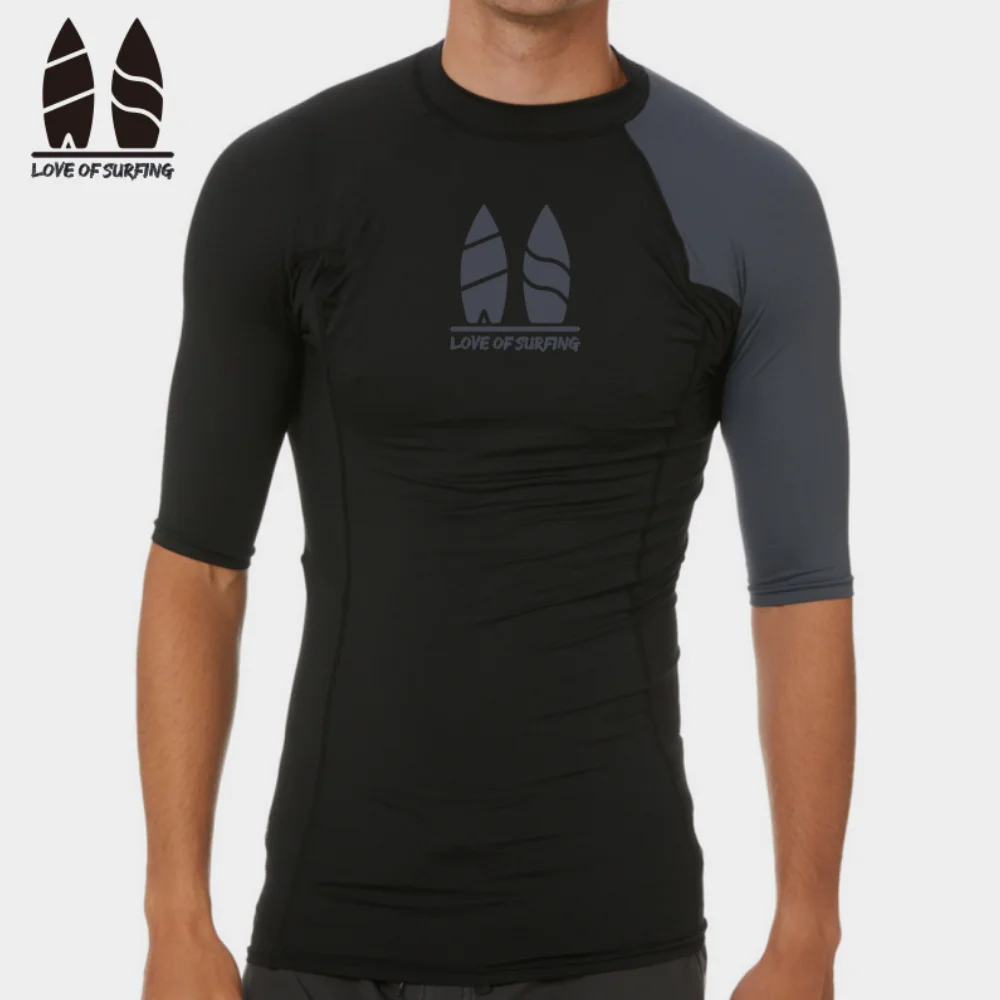 Men's Short Sleeve Rashguard Surfing Shirt Fast Dry Beach Wear Diving Clothing Uv Protection Swimming Apparel Basic Skins Tights