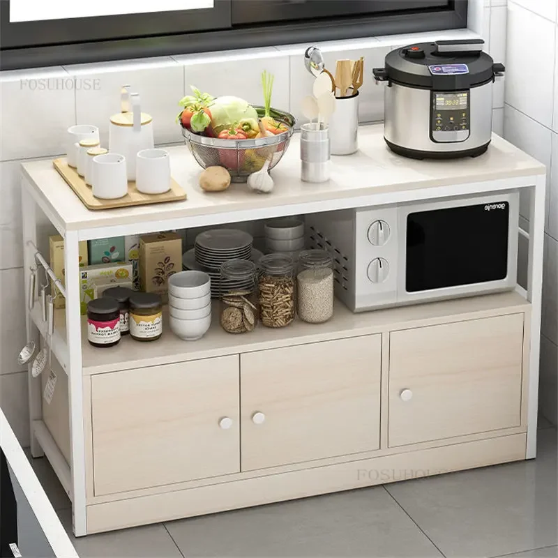Multi-functional Cupboard Microwave Oven Storage Rack Kitchen Cabinets iron Floor Multi-layer Storage Cabinets Home Furniture K 4