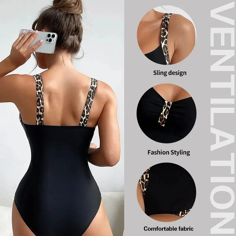 Women Swimsuit Summer Black One Piece Sexy Push Up Shape Effect Beachwear Sports