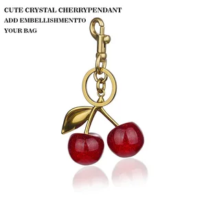 Cute Cherry Charm Handbag Pendant Keychain Women's Exquisite Internet-famous Crystal Cherry Bag Accessories High-Grade Pendant