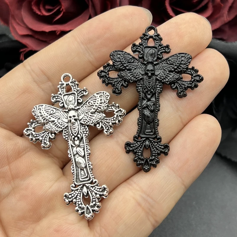 

4Pcs 51*38mm Zinc Alloy Large Cross Moth Charms Pendant Designer Charms Fit Jewelry Making DIY Jewelry Findings