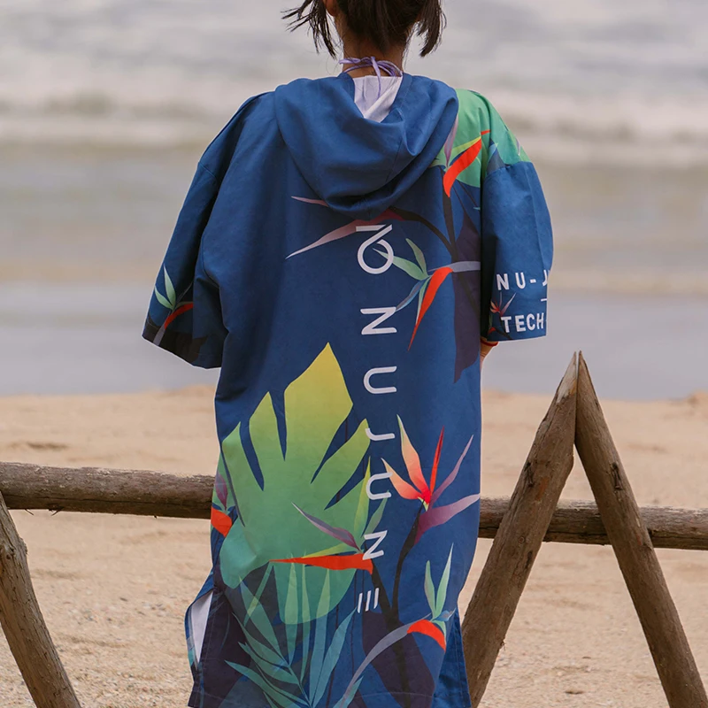 Nu-June-Microfiber Changing Bathrobe Cloak Beach Poncho Towel Absorbent Quick-Drying Hooded Surf Bath Towels Outdoor