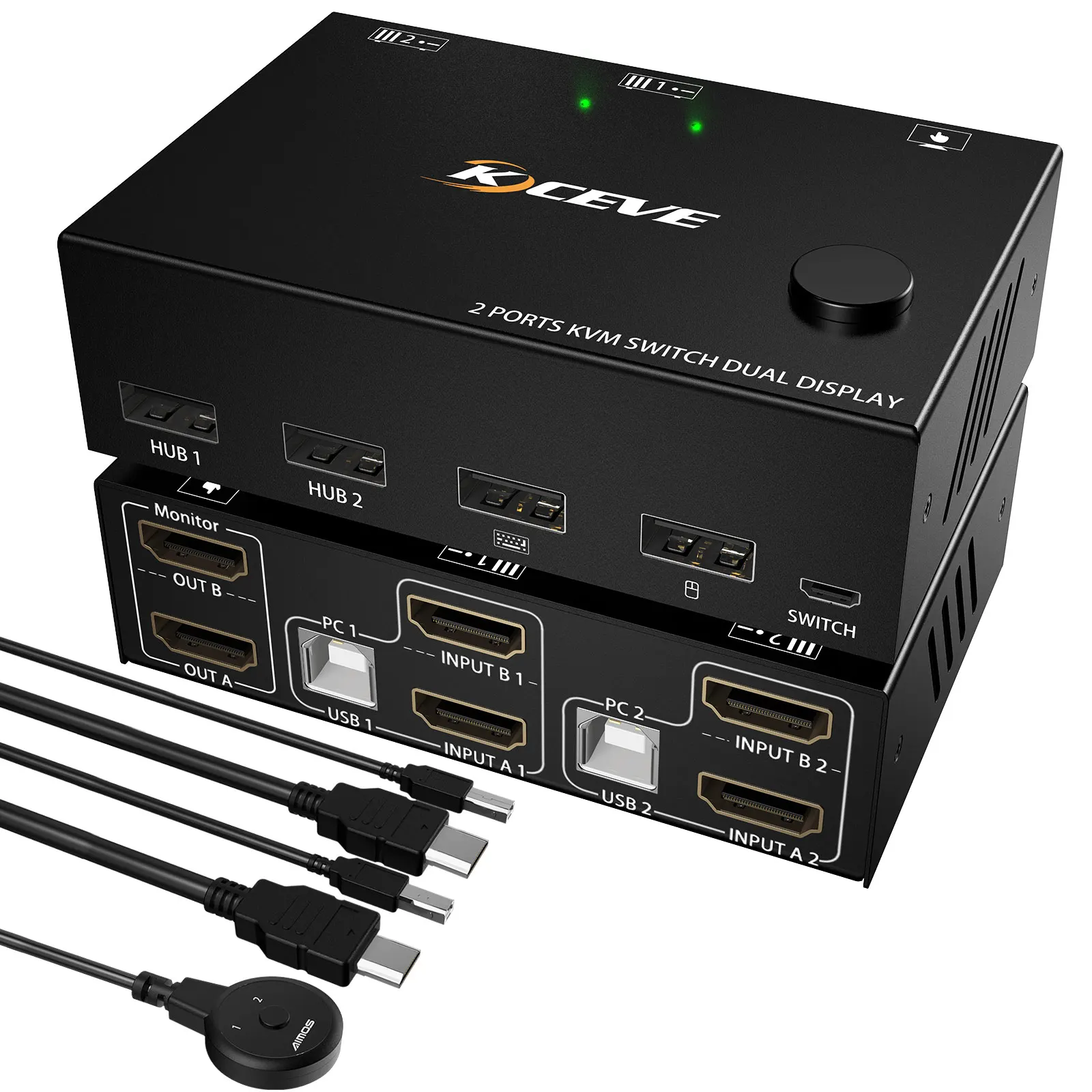Kceve Kvm Switch 2in2 Out Dual Monitor Controles de Interruptor Hdmi Computadores ou Monitores Laptop Display de Entrada Dupla Nenhum Driver Necessário - Imagem 4