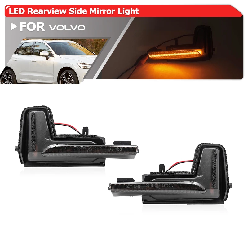 

Smoked Dynamic Amber Flowing Led Side Mirror Turn Signal Blinker Indicator Lights For Volvo XC90 II MK2 XC60 V90 S90 T5 T6 T8