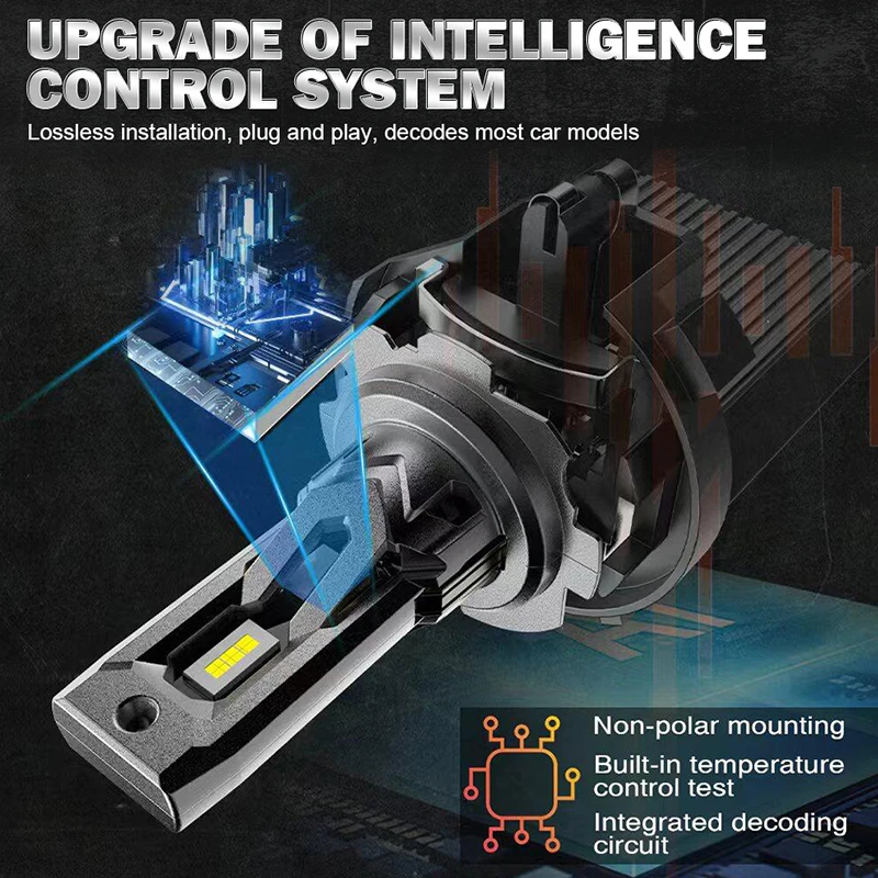800W Fanless H7 LED Bulb 1:1 Mini Size Head Lamp Wireless 600000LM CSP LED Chips H7 Car Headlight Bulb 6500K White 12V
