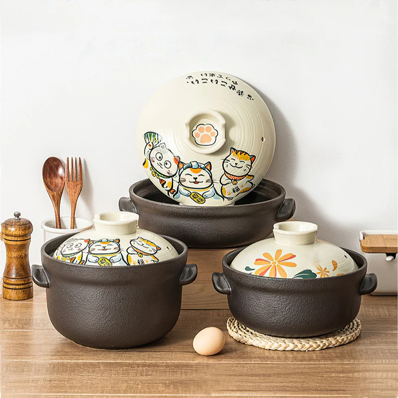 Ceramic Casserole Creative Fish Pattern Soup Pot Big Saucepan 2-5L