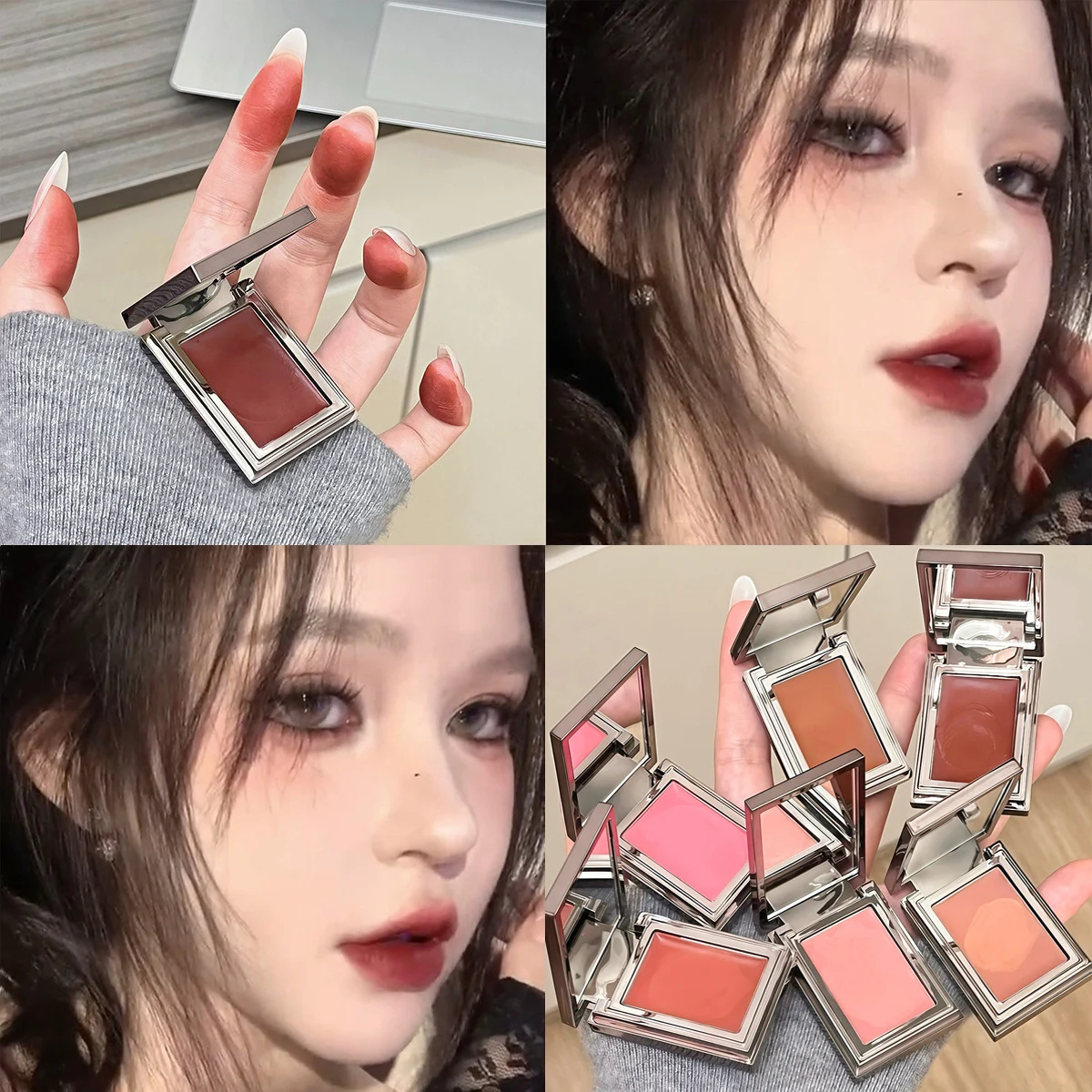 Girl Blush Single Color Matte Makeup Eyeshadow Palette Cheek Contour Lip Tint Multi-purpose Cream 3 in 1 Makeup Rouge Cosmetics