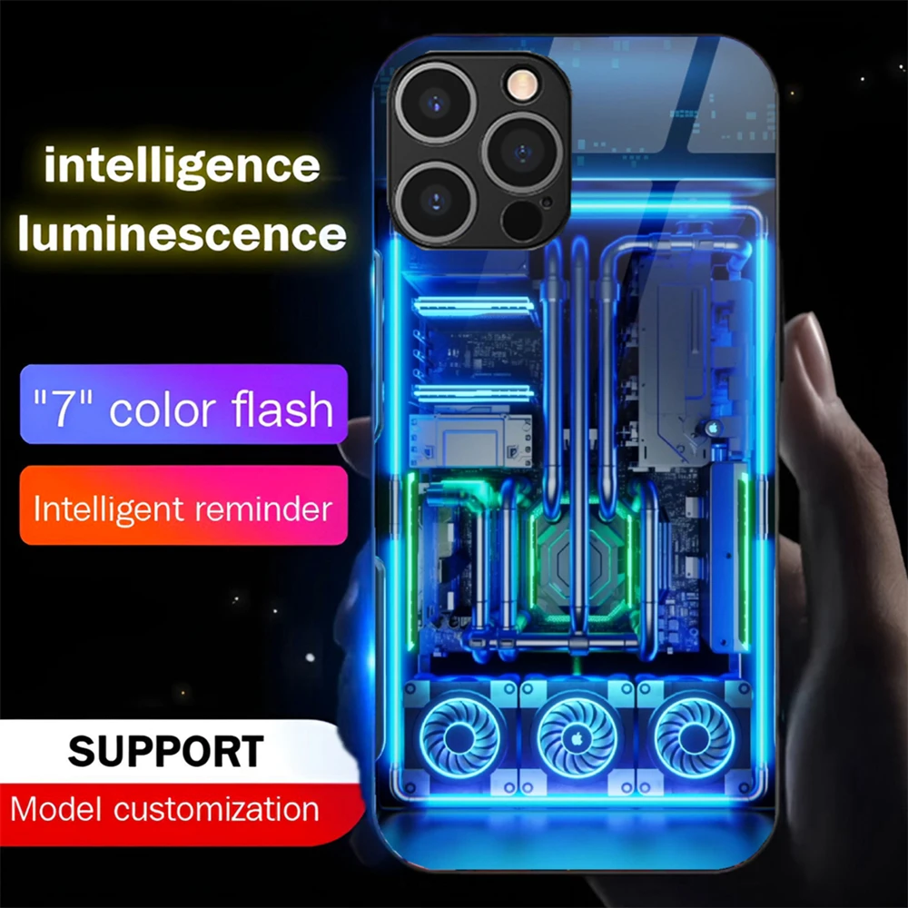 Super coole CPU-Chip-Leuchtglas-Handyhülle mit LED-Hintergrundbeleuchtung für Samsung S26 S25 S24 S23 S22 S21 S20 FE Plus Ultra – Detail 13