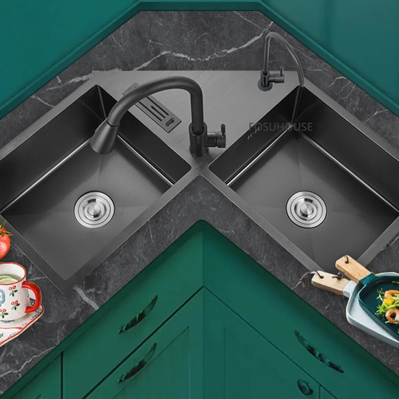 Modern304StainlessSteelCornerSinkKitchenFixtureGourmetfaucetkitchenMultifunction