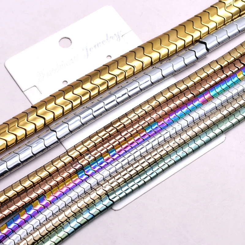 

5.5mm 8mm Retention Color Natural Stone Hematite Beads Plated W-type Loose Beads For Jewelry Making Diy Design Bracelet