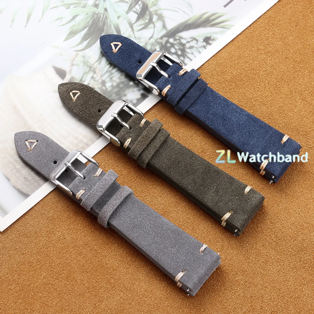 Soft Suede Calfskin Quick Release Watch Strap - Business Bracelet
