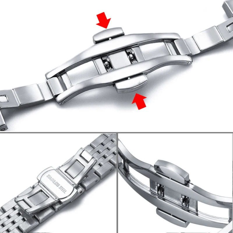 Premium Stainless Steel Watch Strap - Adjustable Wristband in Multiple Sizes (12-24mm)