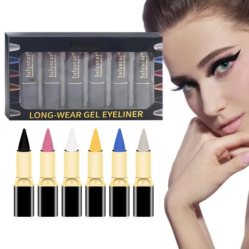 

Eyeliner Set Gel Pencil Eyeliner 6 Color Eyeliner Gel Stick With Fine Texture And Fast Display Speed Colorful Eyeliner Eye Color