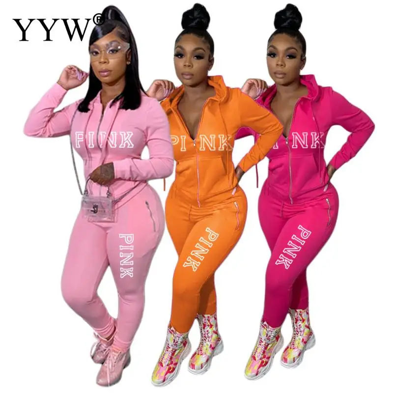 

Женский комплект из двух предметов, Осенний женский спортивный костюм, топ на молнии и брюки, повседневный спортивный костюм, зимний женский комплект из 2 предметов, спортивные костюмы