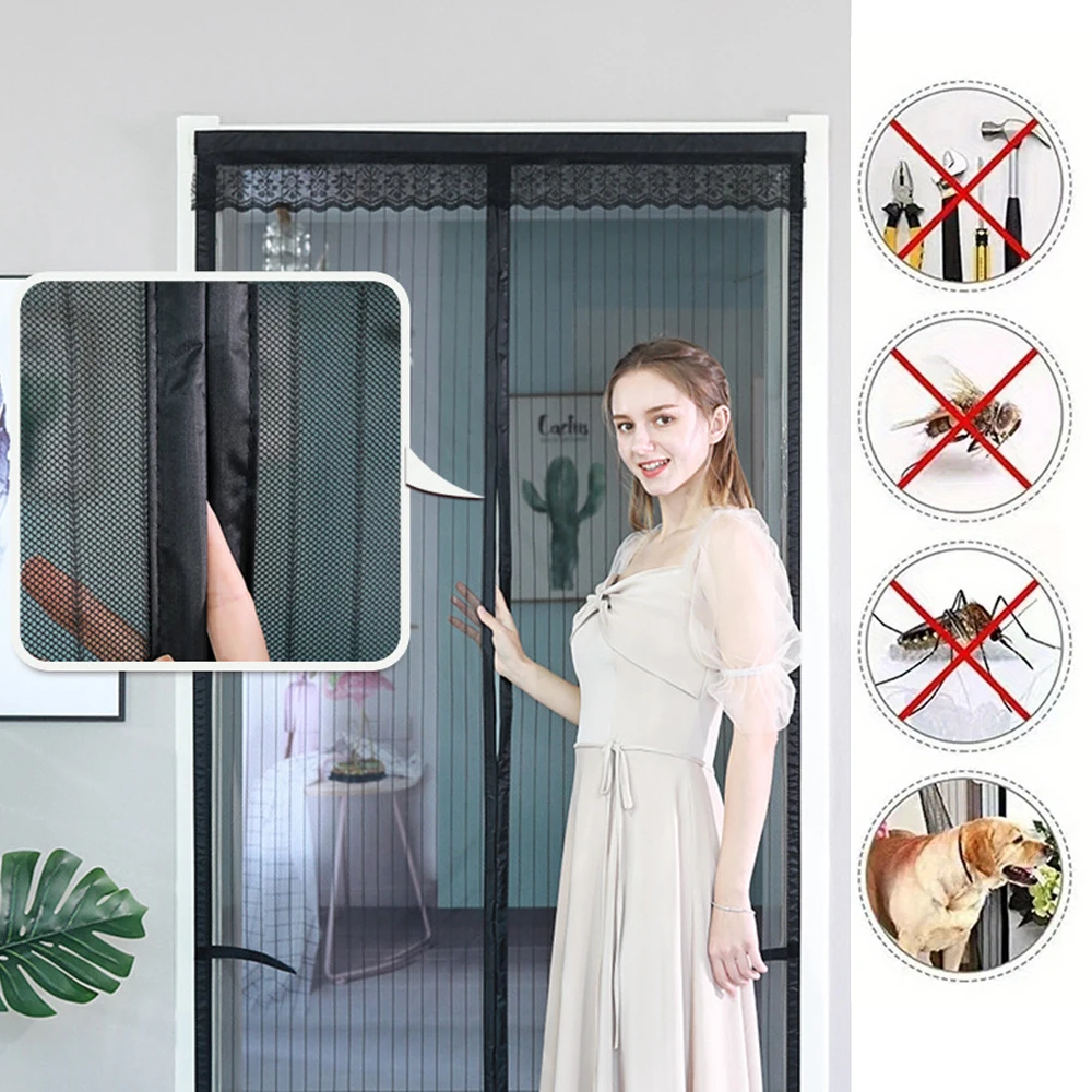 Customize Size AntiMosquito Net Magnetic Screen Door Mesh Summer Automatic Closing Mosquito Net Invisible Door Partition Curtain