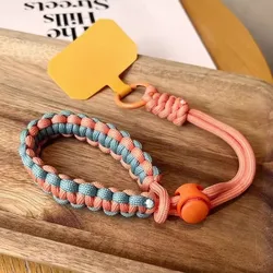 Adjustable Handwoven Universal Phone Lanyard with Anti-Drop Wrist Strap for Polyester / Nylon (Orange blue 2)