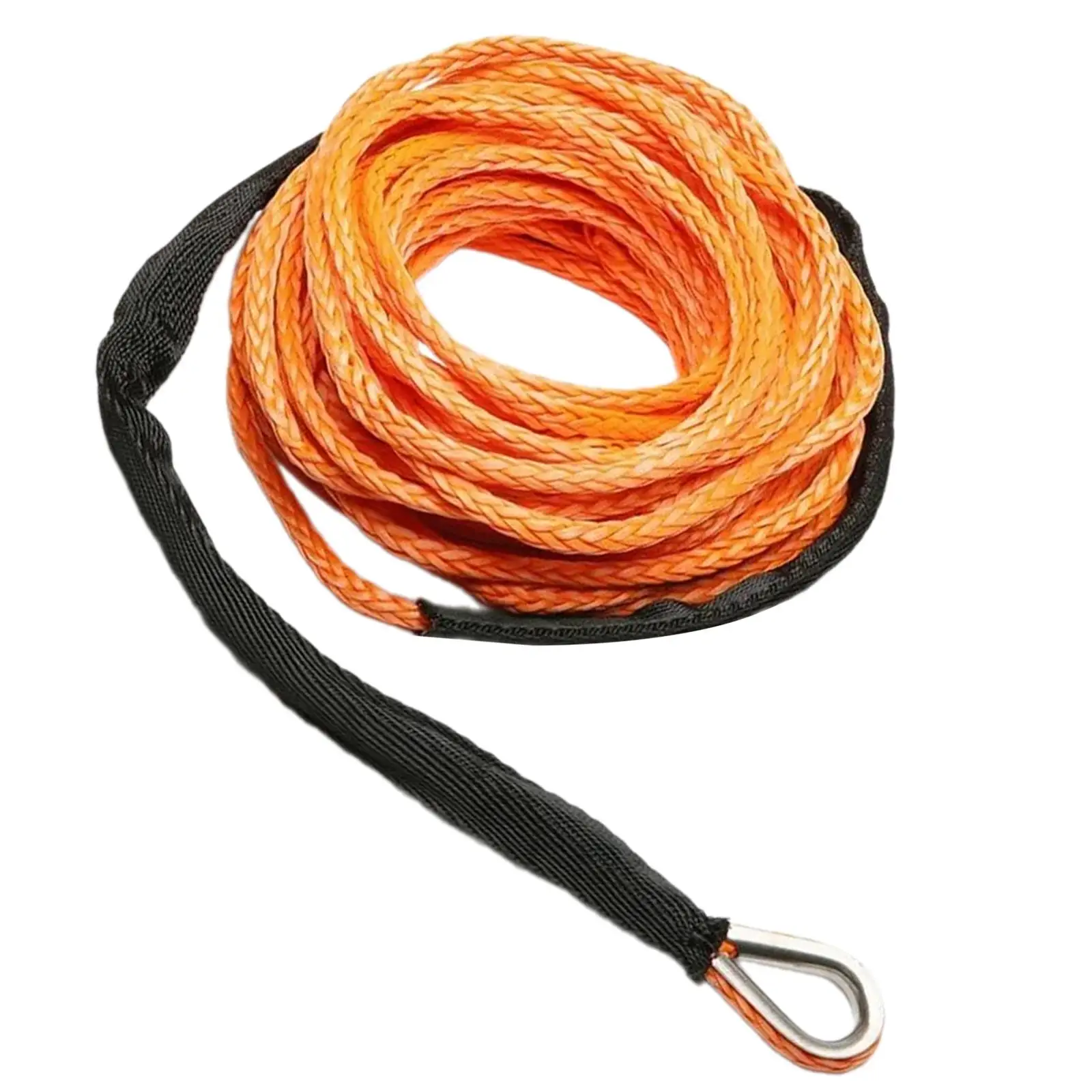 Winch Rope Car Tow Strap 1/4`` x 49ft Heavy Duty with Sheath Tow Strap Winch