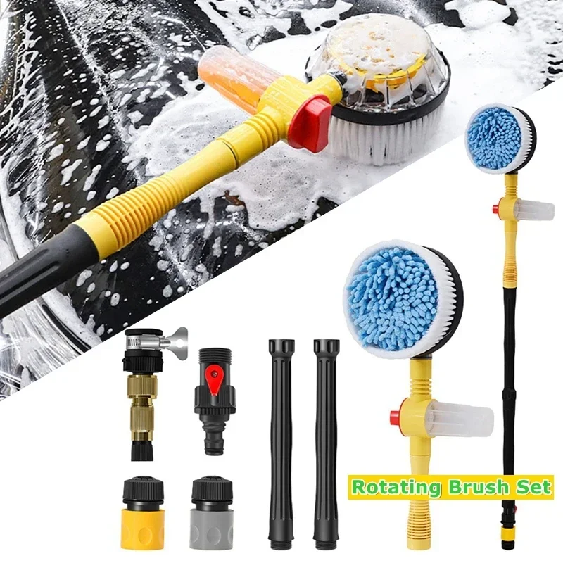 PortableCarCleaningBrushLongHandleMicrofiberCarWashBrushKit