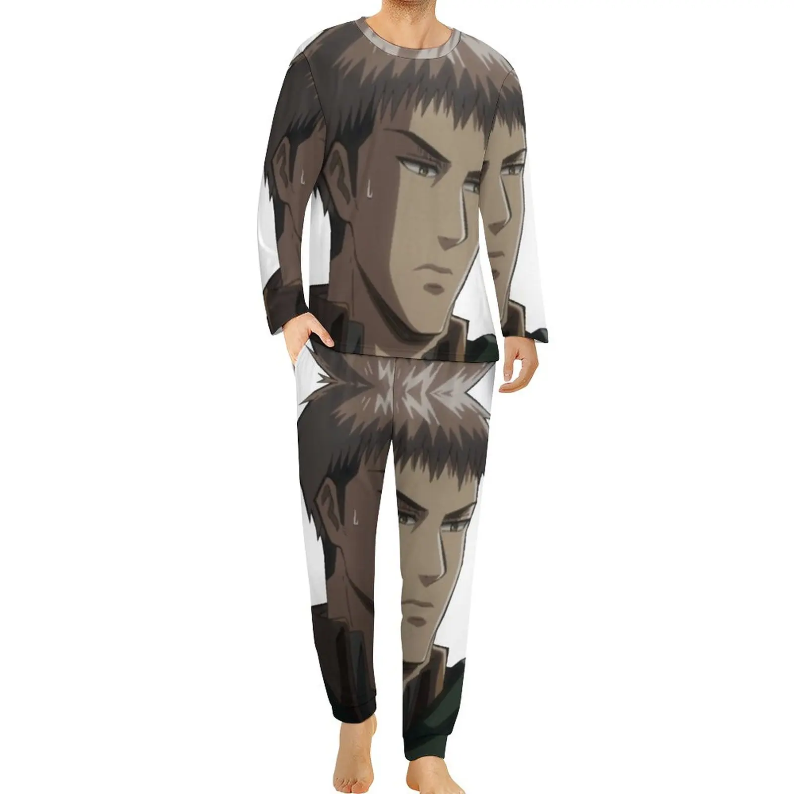 

Jean Kirstein Pajamas Autumn 2 Piece Attack on Titan Anime Japan Fashion Pajama Sets Men Long Sleeves Leisure Pattern Nightwear